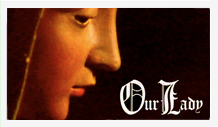 An image of a woman's face with the words'our lady'.
