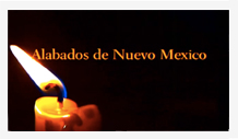 A candle with the words alabados de nuevo mexico.
