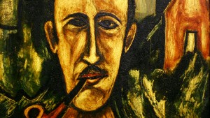 A painting of a man with a pipe.