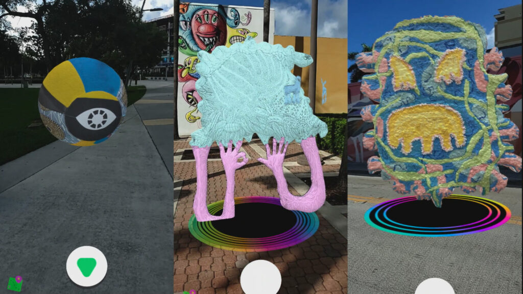 Three examples of the interactive art seen in the app