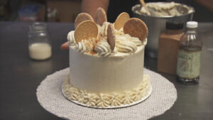 A decorated Horchata cake.