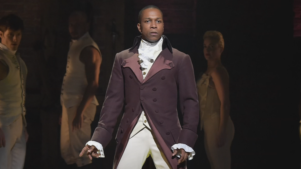 Stage and screen actor Leslie Odom Jr. performing in Hamilton.