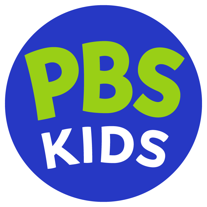 Pbs kids logo on a blue background.