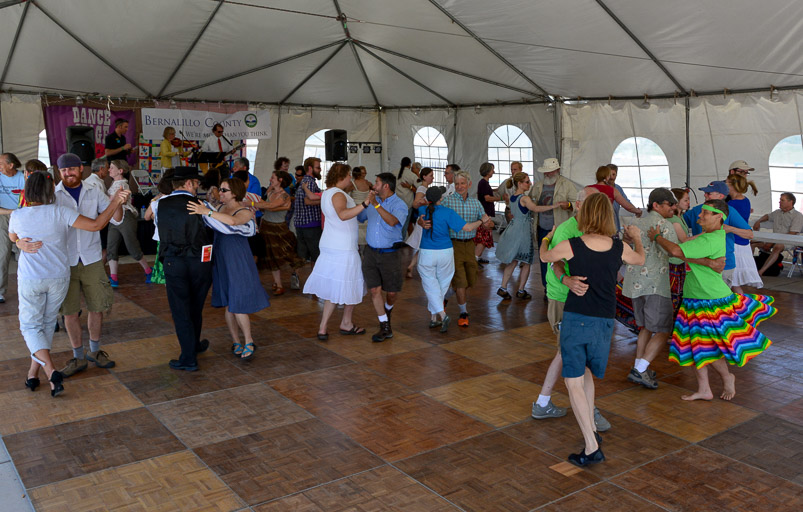 A group of people dancing at the 2014 folk festival.