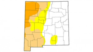 A map of the state of colorado with yellow and orange areas.