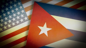 Two flags of the united states and cuba.
