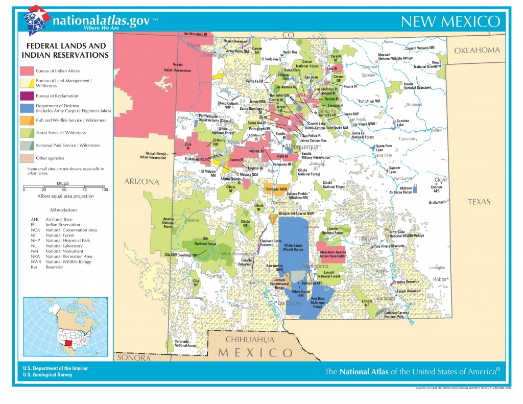 A map of new mexico showing the cities and towns.