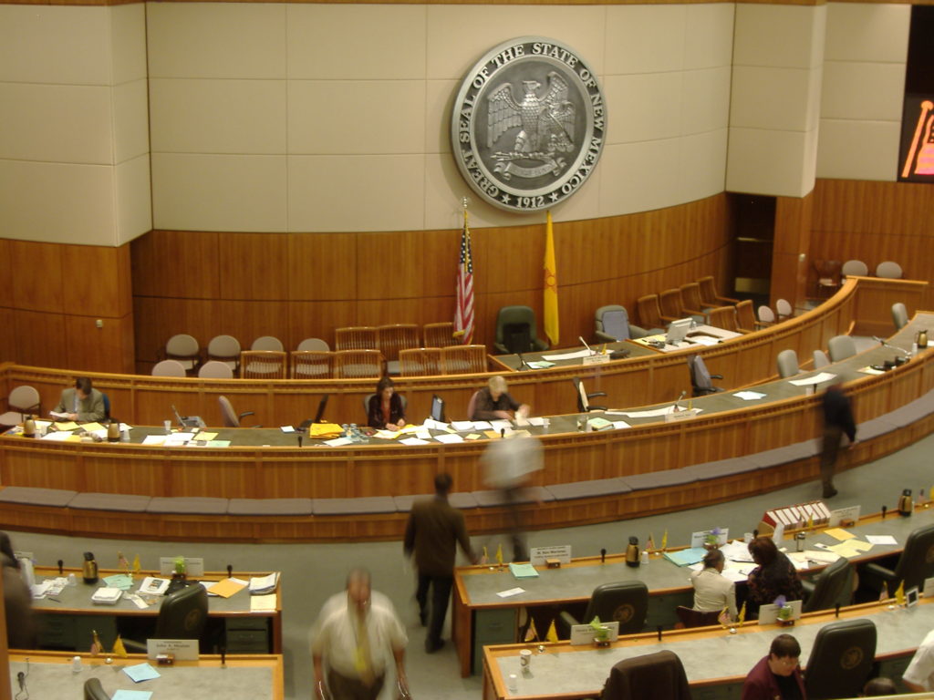 A wooden floor in the courtroom.