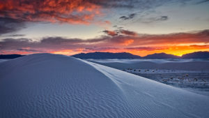 White sands national monument at sunset.
