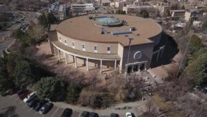 Aerial view of the Santa Fe Roundhouse.