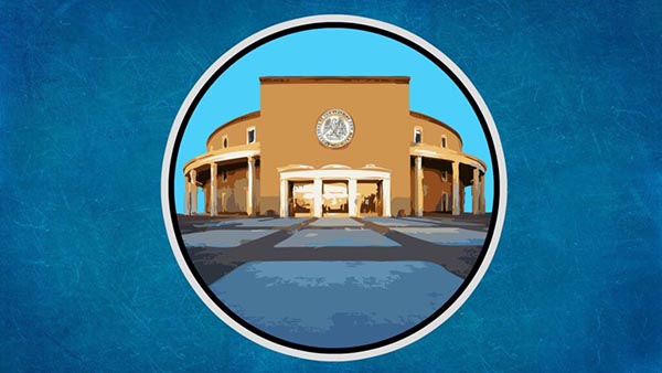 Circular illustration of the Santa Fe Roundhouse.