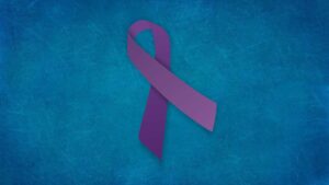 Illustration of a purple ribbon.