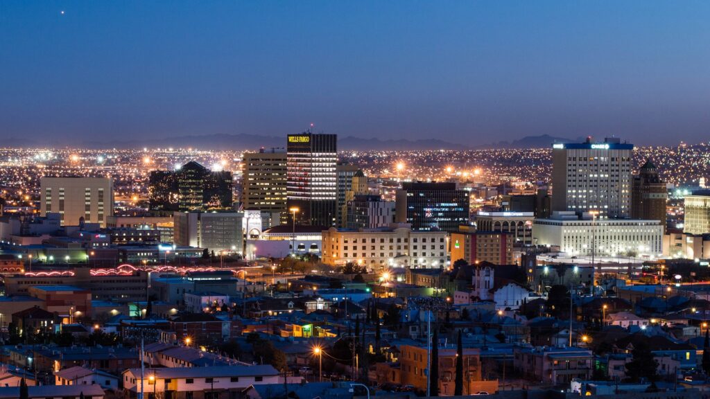 Skyline of El Paso at sunset.