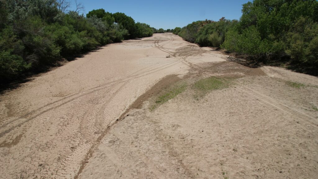 A dried-up Rio Grande.