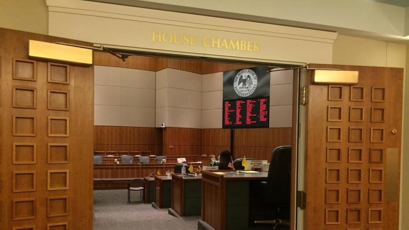 Entrance to the New Mexico state House chamber.