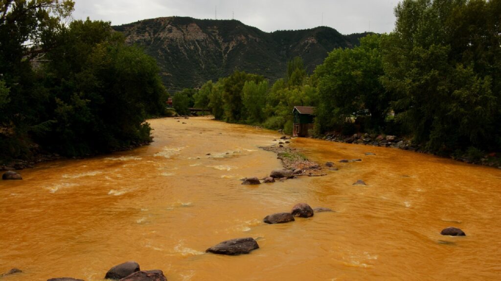 A gold-tinted river flows.