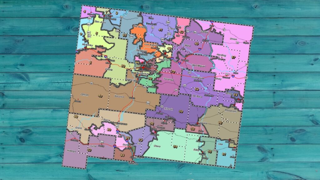 Map of New Mexico, subdivided into districts.