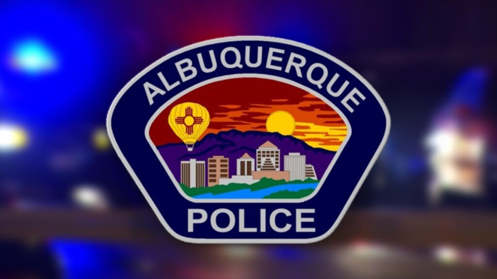 Composite of blue sirens, with superimposed logo for Albuquerque Police.