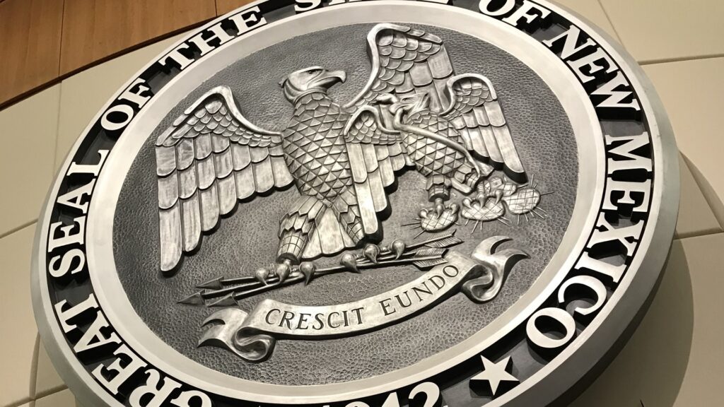 Close-up of the seal of the state of New Mexico.