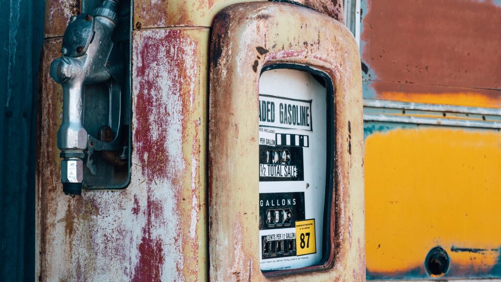 A rustic gasoline pump.