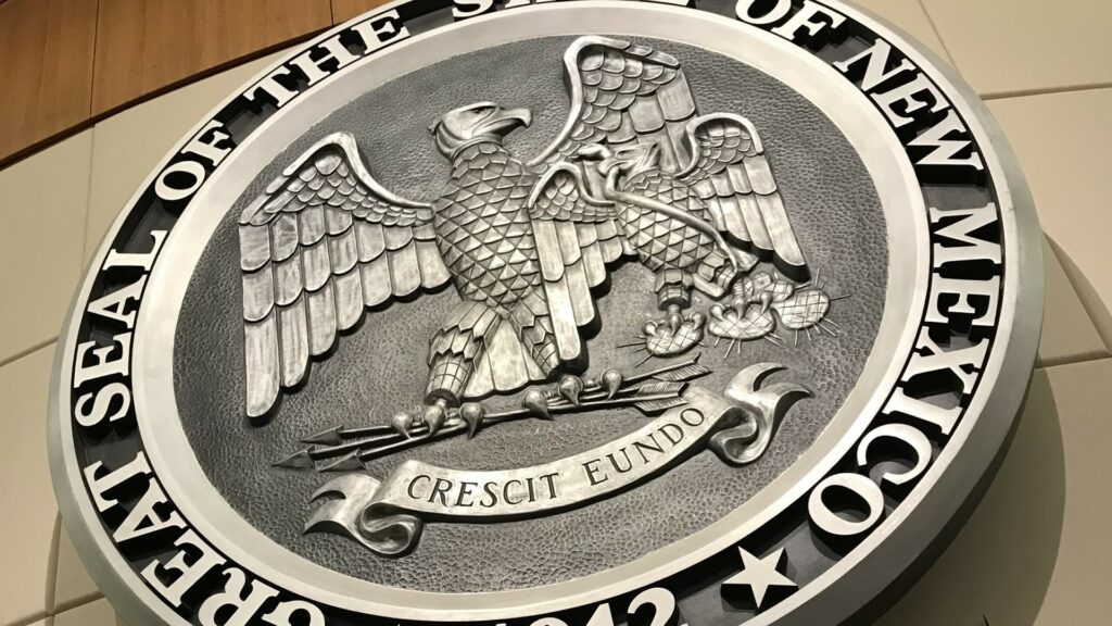 Close-up of the Seal of the State of New Mexico.