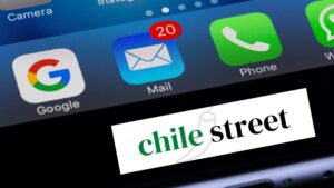 Composite of iPhone menu dock with logo for "Chile Street".