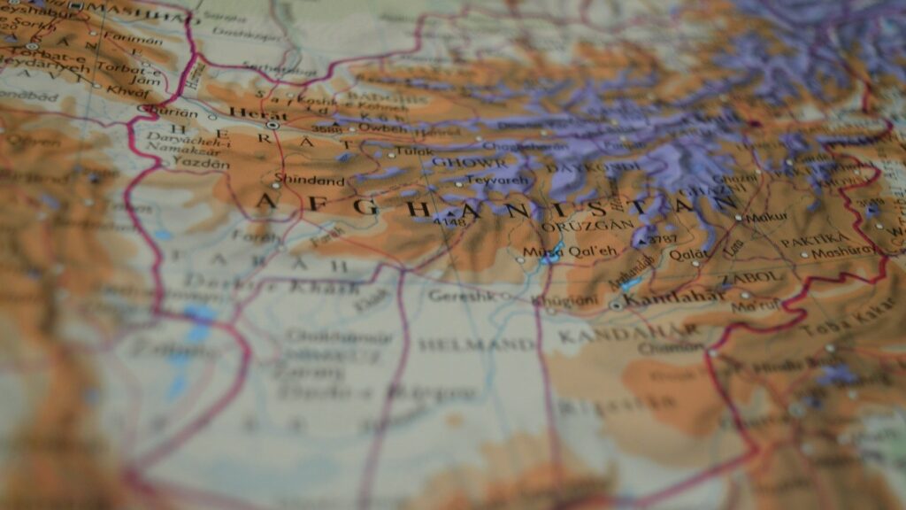 A topographic map of Afghanistan.