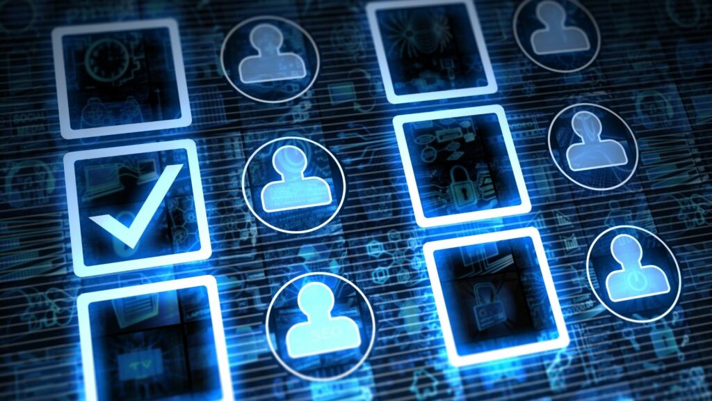 A graphic depicting candidates with check boxes need to them.