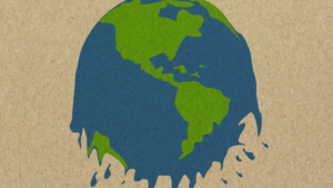 A graphic of the earth melting.