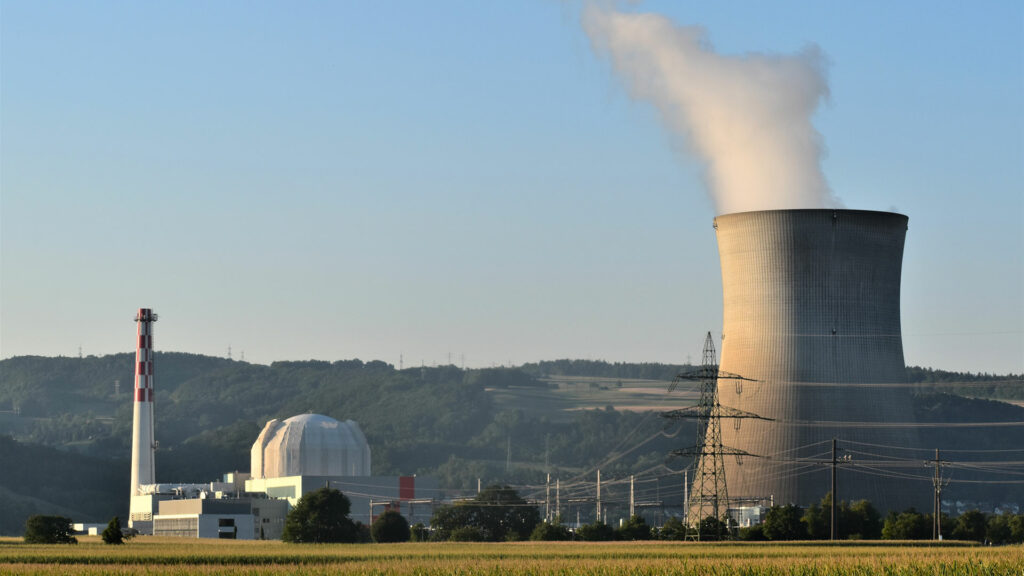 Nuclear smoke stack letting off steam.