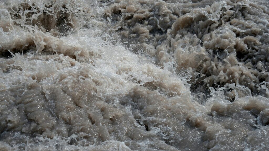 A roaring rapid of water.