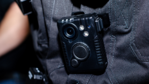 A body camera on a police officer.