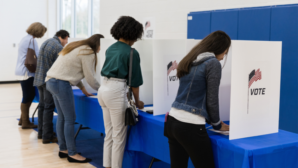 People casting their ballots.