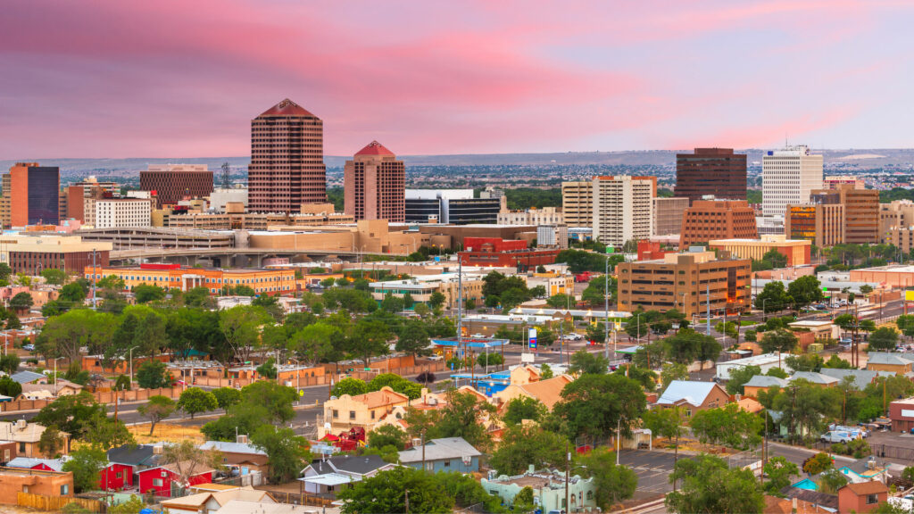 An aerial view of the city of santa fe, new mexico.