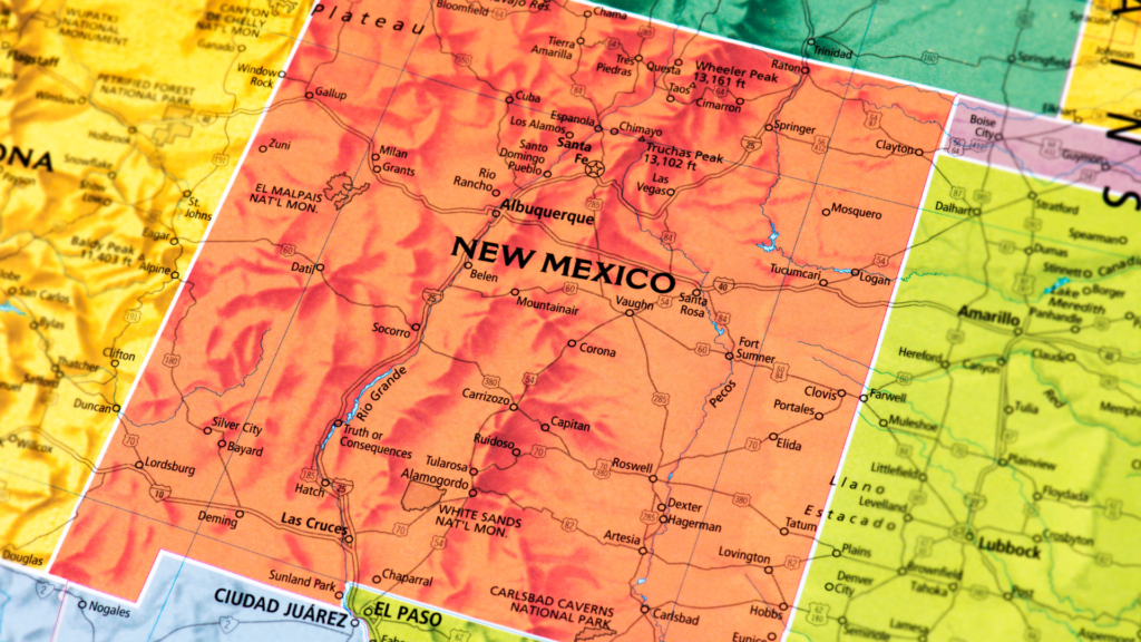A map of new mexico is shown.