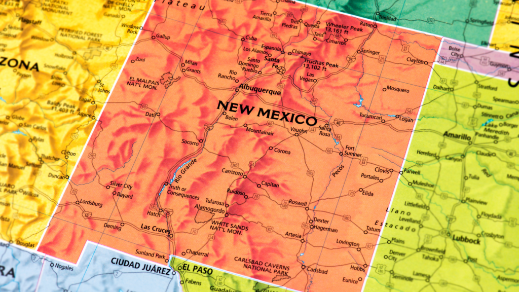 A map of new mexico is shown.
