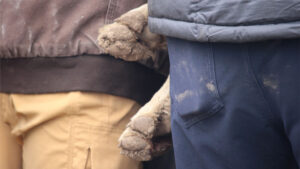 A pair of water-resistant brown pants.