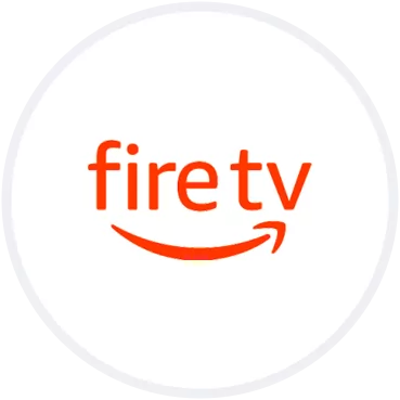 Fire tv logo with an orange text and a smile-shaped arrow.
