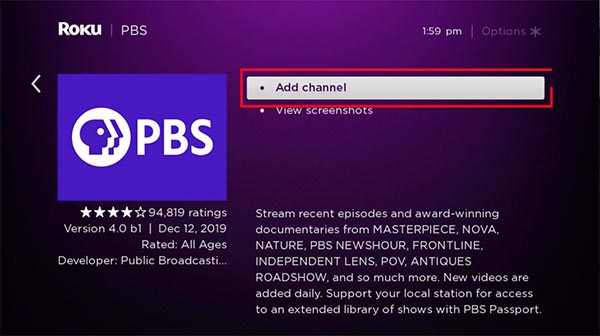 Roku Add PBS Channel Roku Add PBS Channel