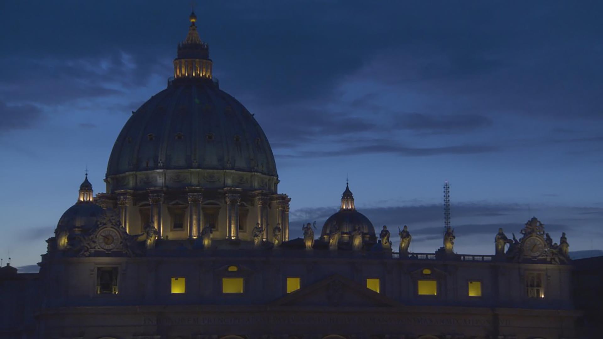 The Vatican at night.