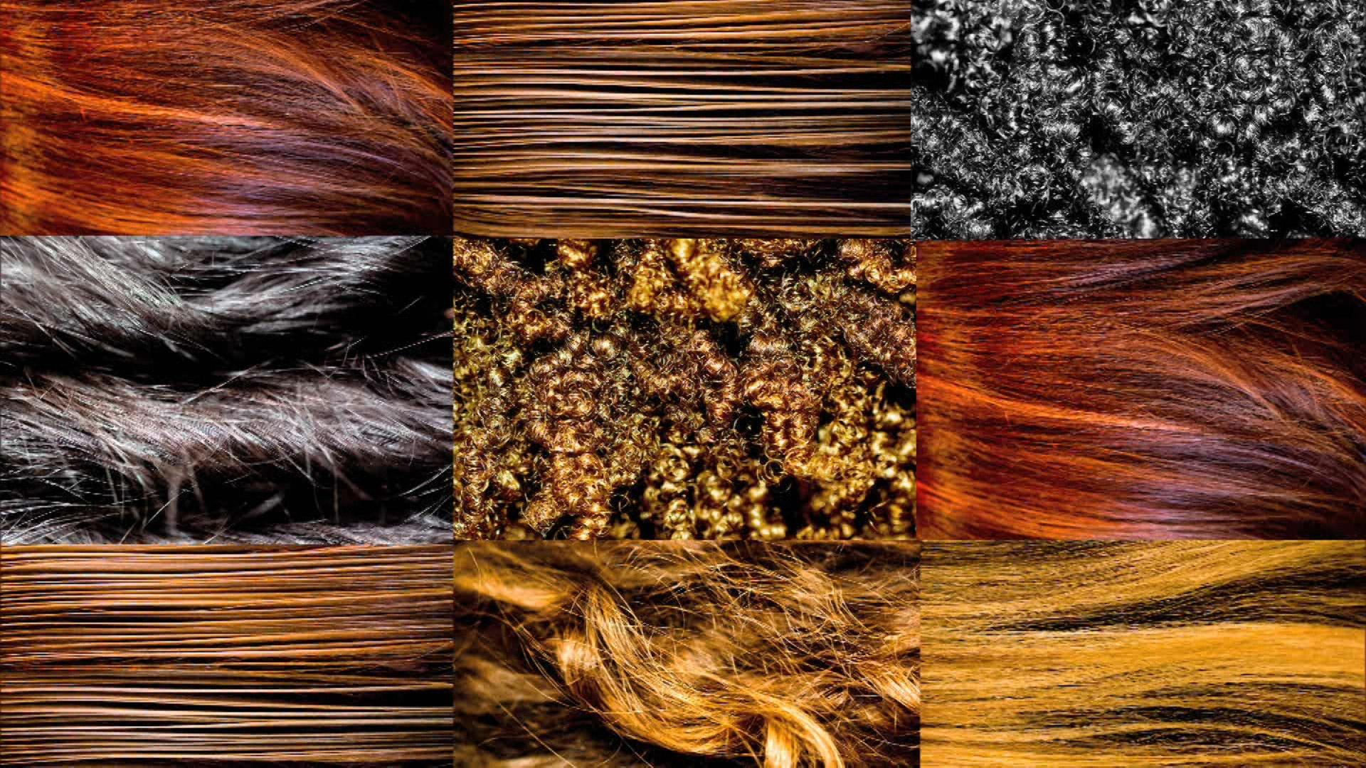 Composite of nine images of different types of hair.