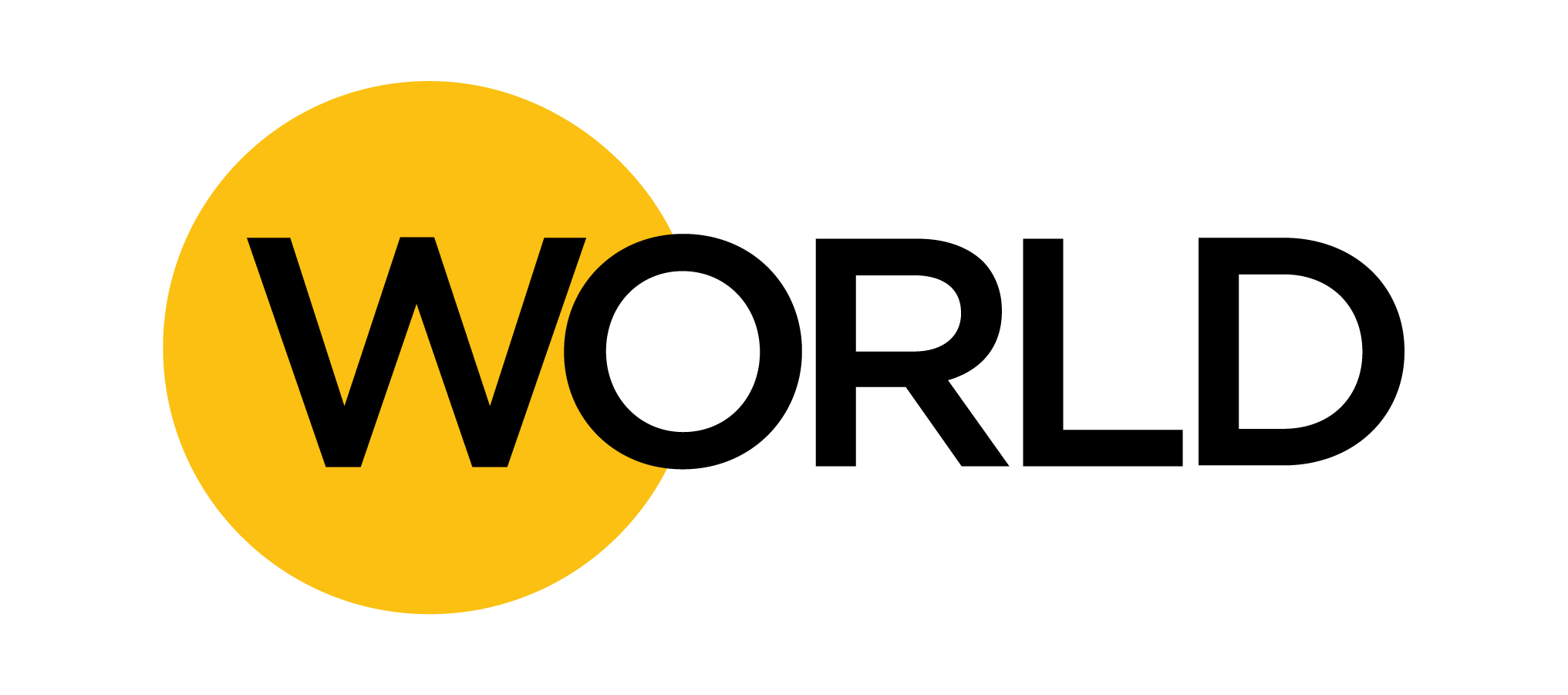 A yellow and black world logo on a white background.
